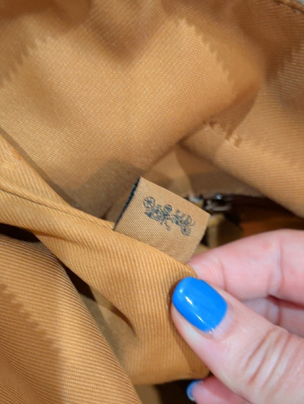 Coach Cream Tote with Pink Floral Print and Tan Leather Tag - Picture 11 of 17